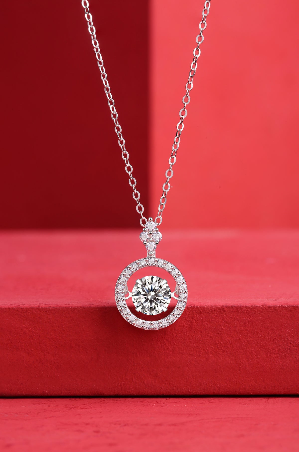 Colar com Moissanite 1 Quilate em Prata 925 com Banho de Platina