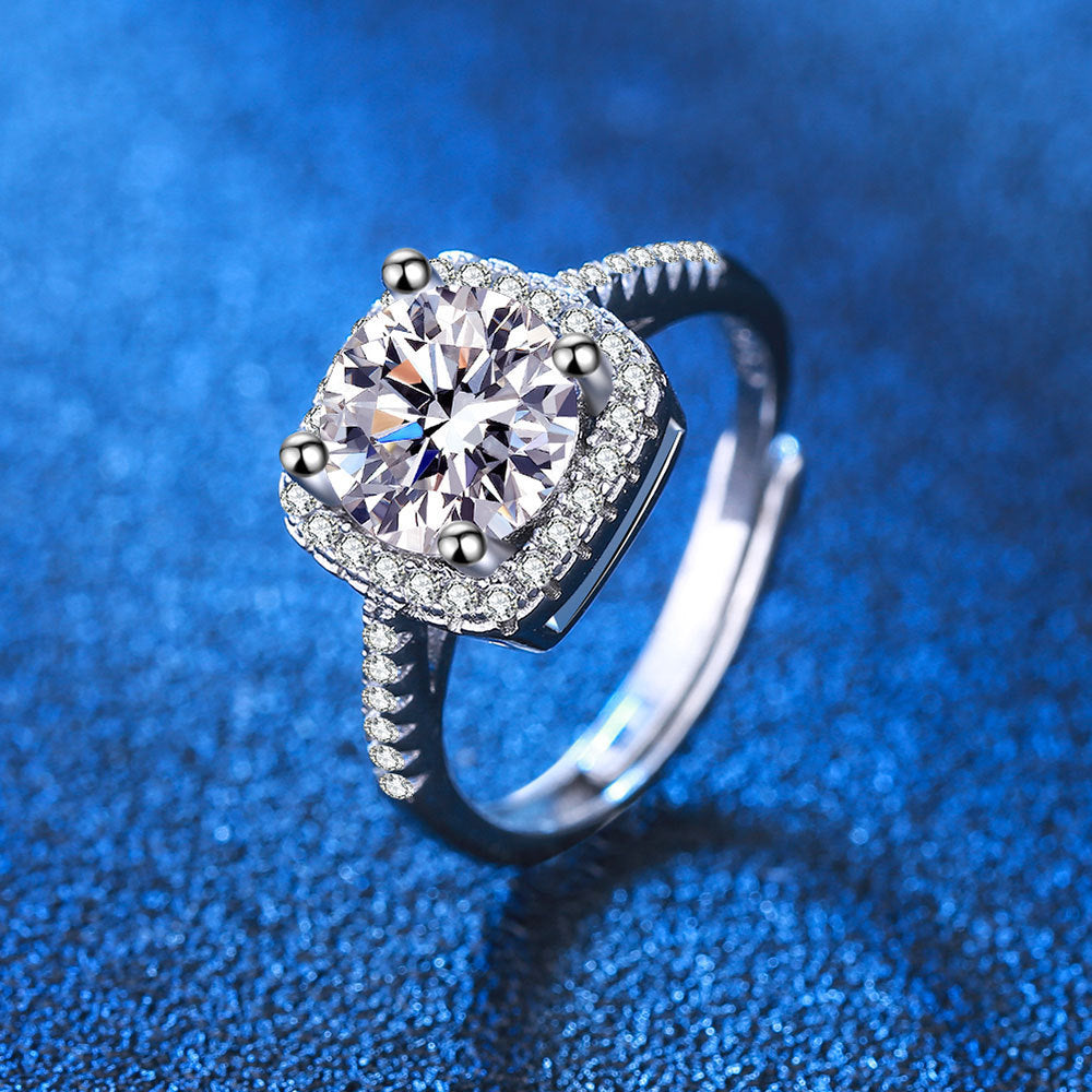 Anel Feminino em Prata S925 com Moissanite