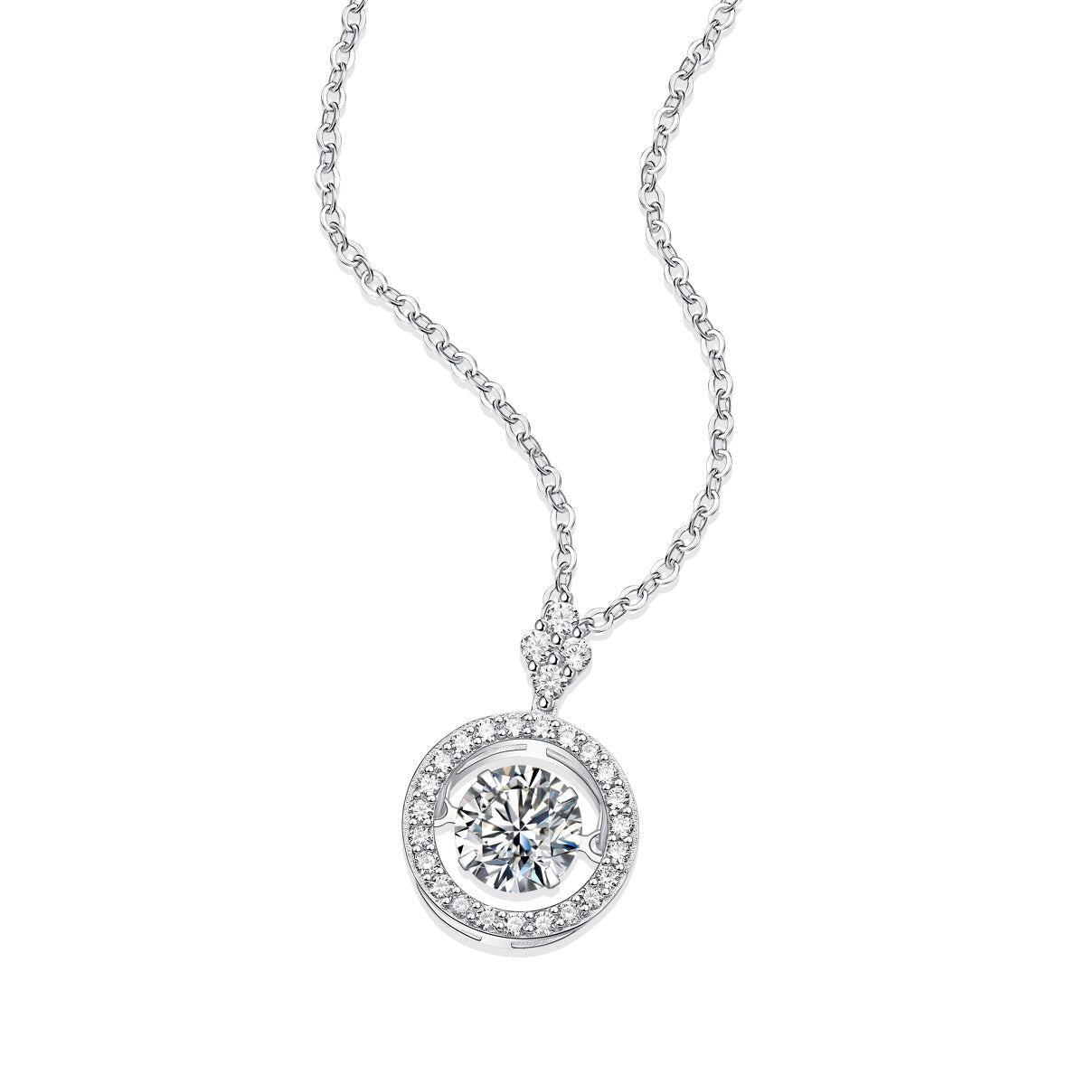 Colar com Moissanite 1 Quilate em Prata 925 com Banho de Platina
