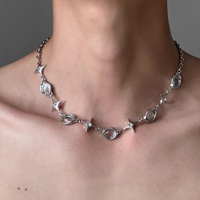 Corrente Clavícula Unissex em Metal Irregular, Estilo Hip Hop