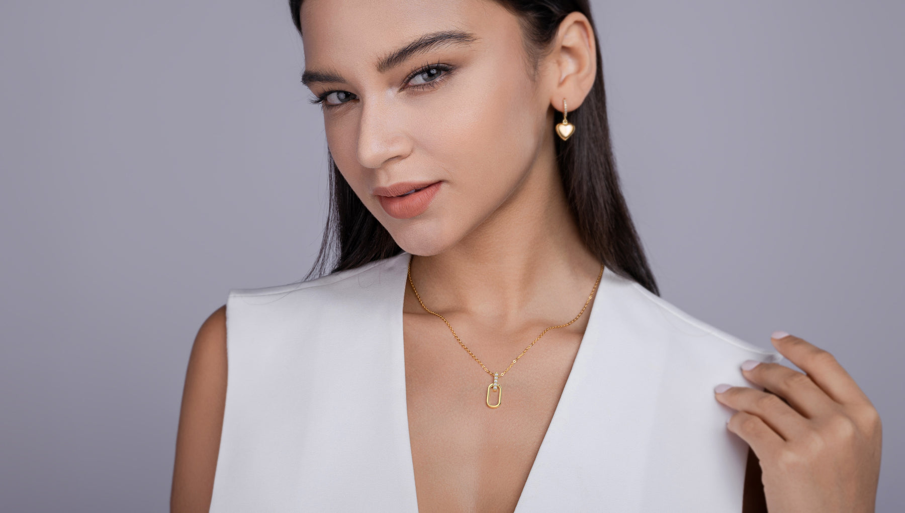 Colar com Moissanita em Prata 925 com Banho de Ouro