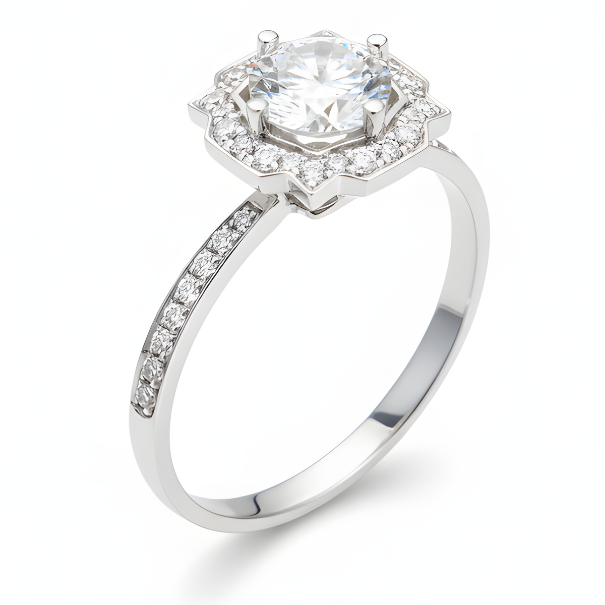 Anel Luxo Geométrico com Zircónias