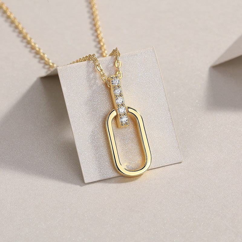 Colar com Moissanita em Prata 925 com Banho de Ouro
