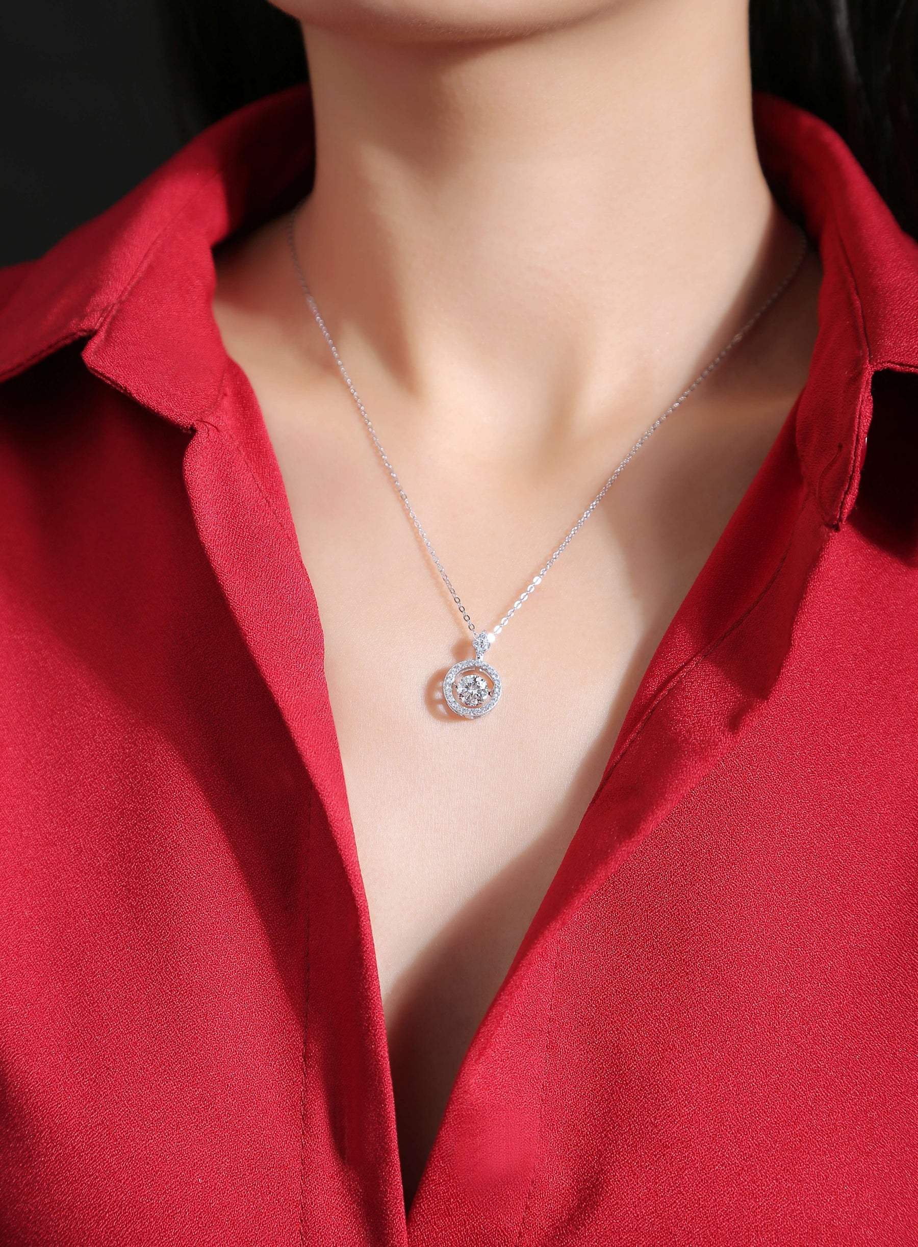 Colar com Moissanite 1 Quilate em Prata 925 com Banho de Platina