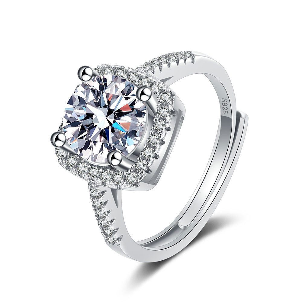 Anel Feminino em Prata S925 com Moissanite