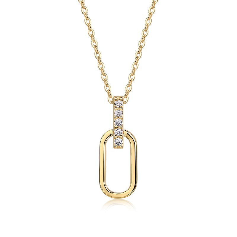 Colar com Moissanita em Prata 925 com Banho de Ouro