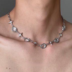 Corrente Clavícula Unissex em Metal Irregular, Estilo Hip Hop