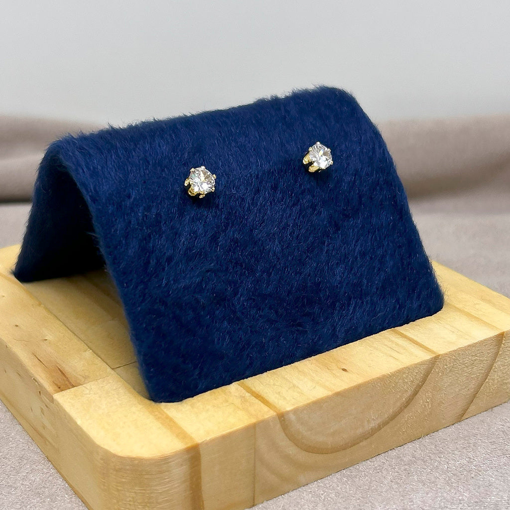 Brinco fixo ponto de luz 6mm com strass no cristal e colorido BANHADO A OURO 18K