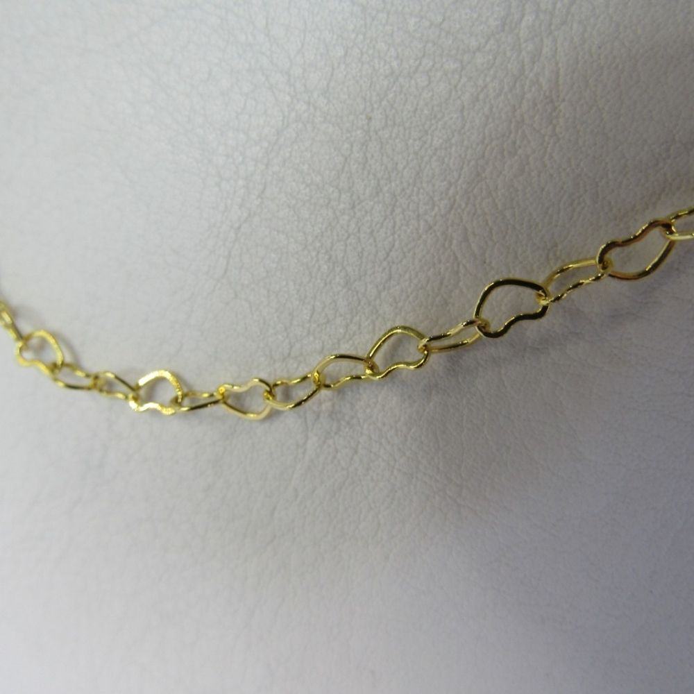 Colar de Corrente com Elos em Coração Banhado em Ouro 18k